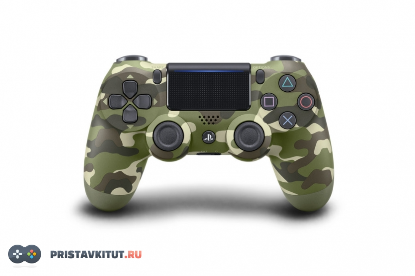 Джойстик Dualshock 4 (G2) зеленый камуфляж (Оригинал)(БУ)