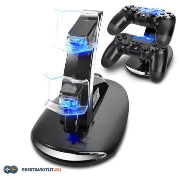 Зарядная станция для двух джойстиков PS 4 с подсветкой